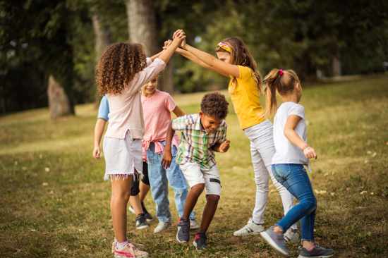 Image of a diverse group of children playing